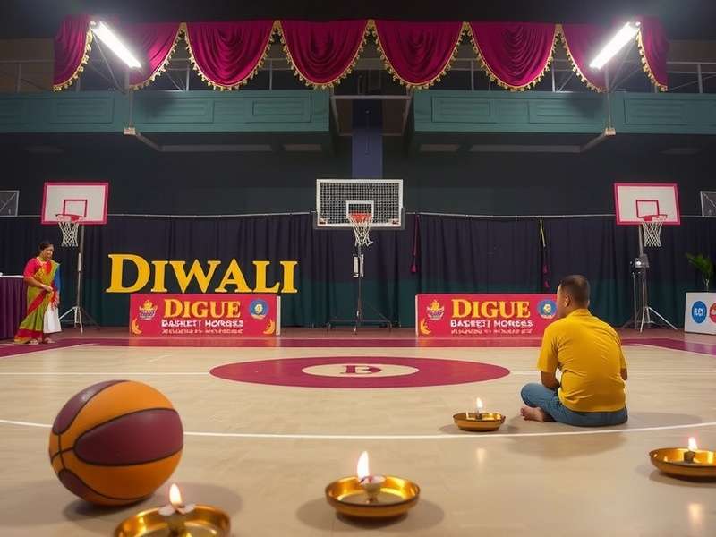 Basket Heroes India Diwali event with decorated court and diyas